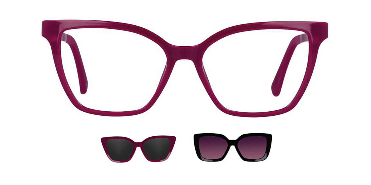 Image of Óculos de Grau Feminino Cat Eye Clip-On Plástico Vermelhos - Luz Anti Azul - SmartBuy Collection PRT