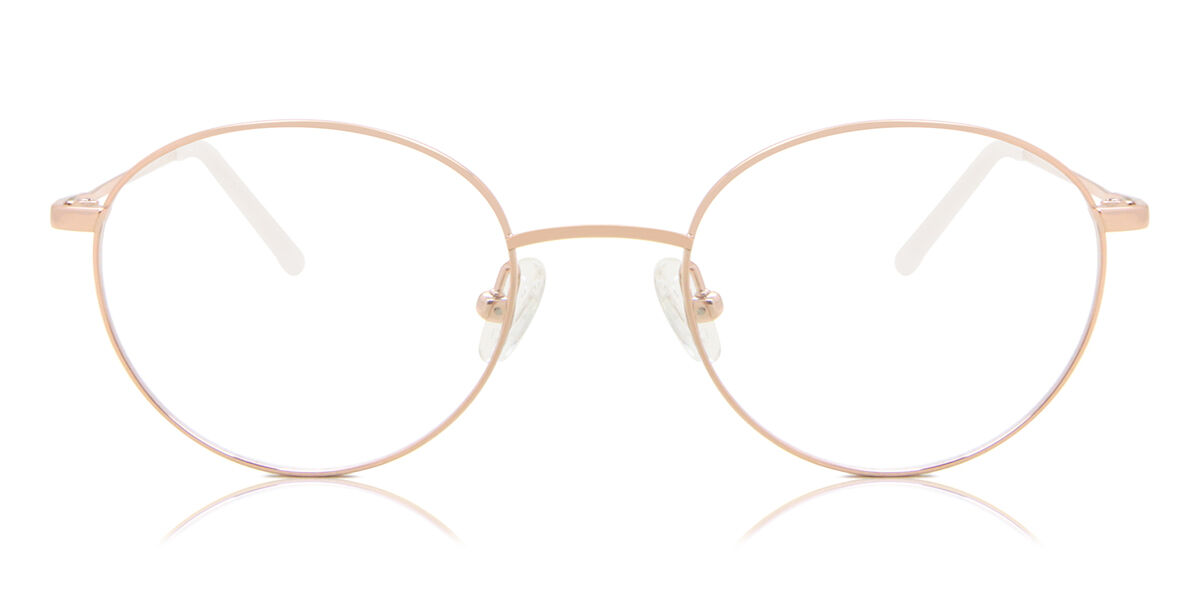 Image of Óculos de Grau Feminino Oval Aro Cheio Titânio Rose-Dourados - Luz Anti Azul - SmartBuy Collection PRT