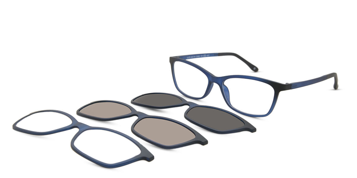 Image of Óculos de Grau Feminino Quadrado Clip-On Plástico Azuis - Luz Anti Azul - SmartBuy Collection PRT