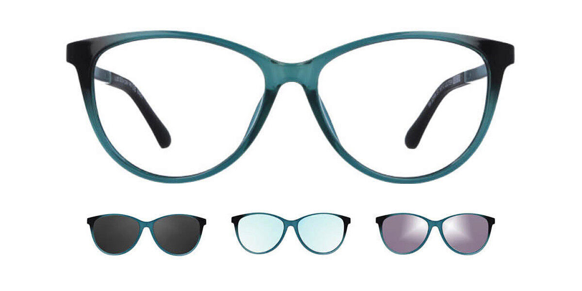 Image of Óculos de Grau Gatinho Clip-On Plástico Verdes - Luz Anti Azul - SmartBuy Collection BRLPT