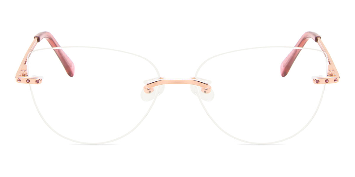 Image of Óculos de Grau Gatinho Sem aro Metal Rose-Dourados - Luz Anti Azul - SmartBuy Collection BRLPT