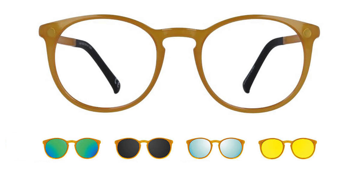 Image of Óculos de Grau Masculino Oval Clip-On Plástico Amarelos - Luz Anti Azul - SmartBuy Collection PRT