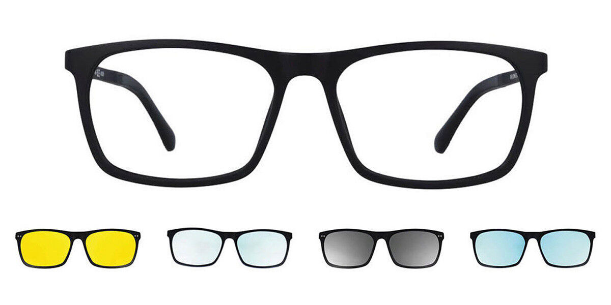 Image of Óculos de Grau Masculino Quadrado Clip-On Plástico Pretos - Luz Anti Azul - SmartBuy Collection PRT