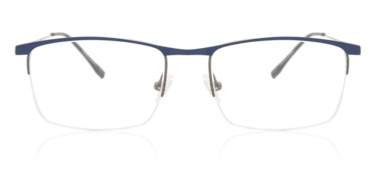 Image of Óculos de Grau Masculino Quadrado Semi Rimless Metal Azuis - Luz Anti Azul - SmartBuy Collection PRT