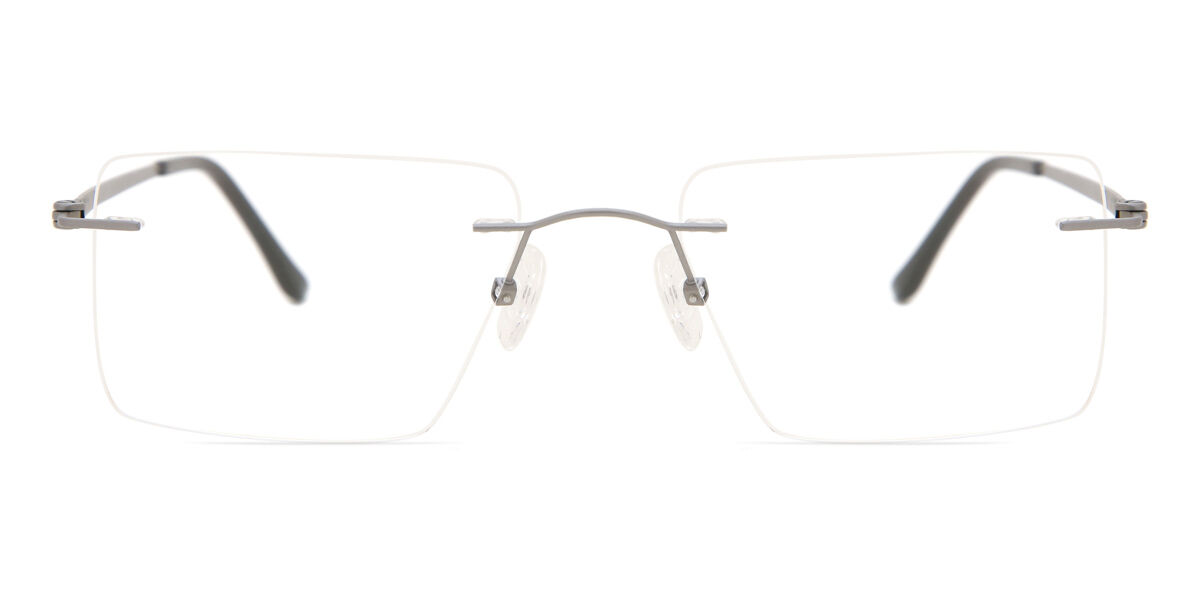 Image of Óculos de Grau Masculino Rectangle Rimless Titânio Cinzas - Luz Anti Azul - SmartBuy Collection PRT
