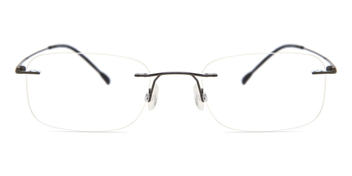 Image of Óculos de Grau Masculino Rectangle Rimless Titânio Pretos - Luz Anti Azul - SmartBuy Collection PRT