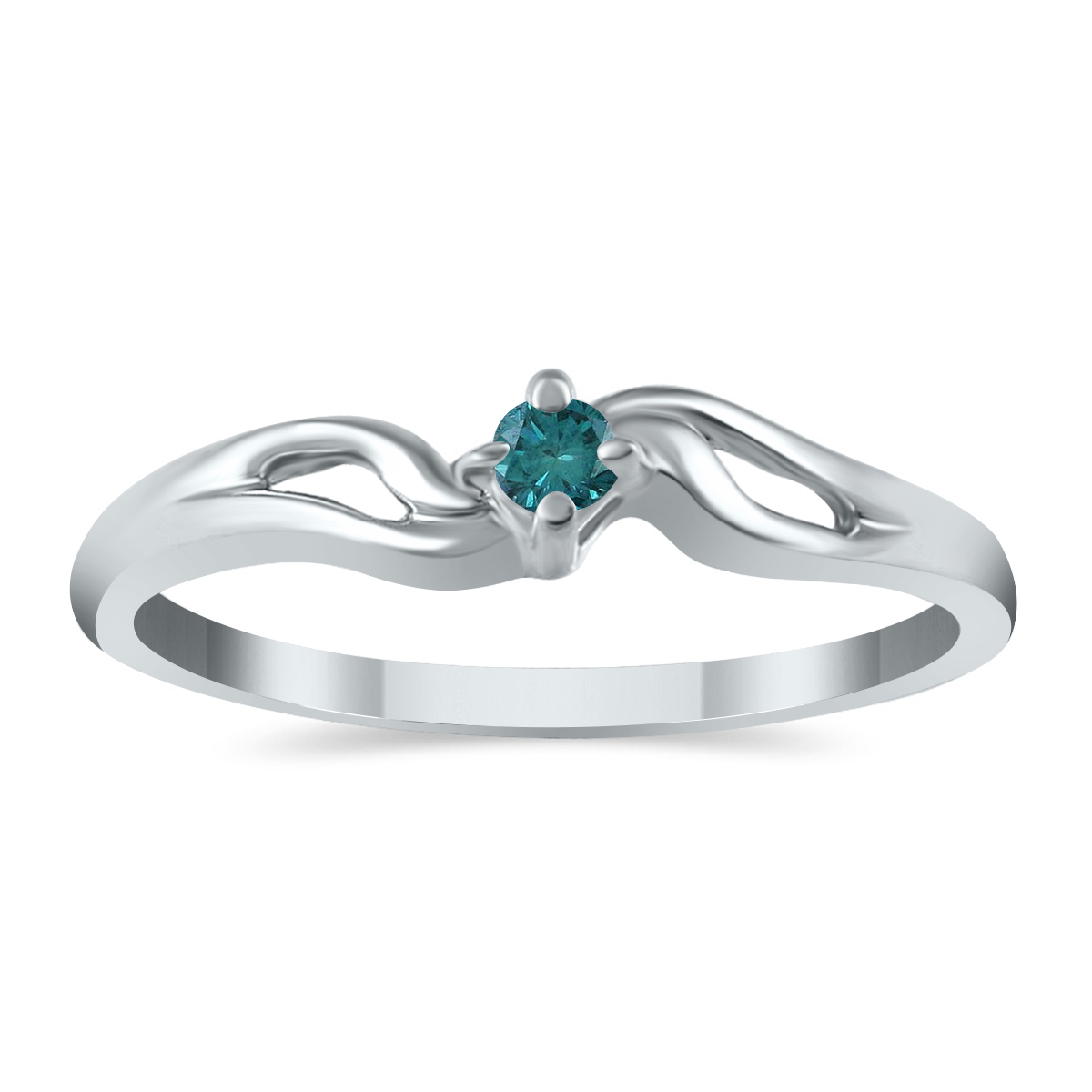 Image of 05 Carat TW Blue Diamond Promise ring in 10K White Gold