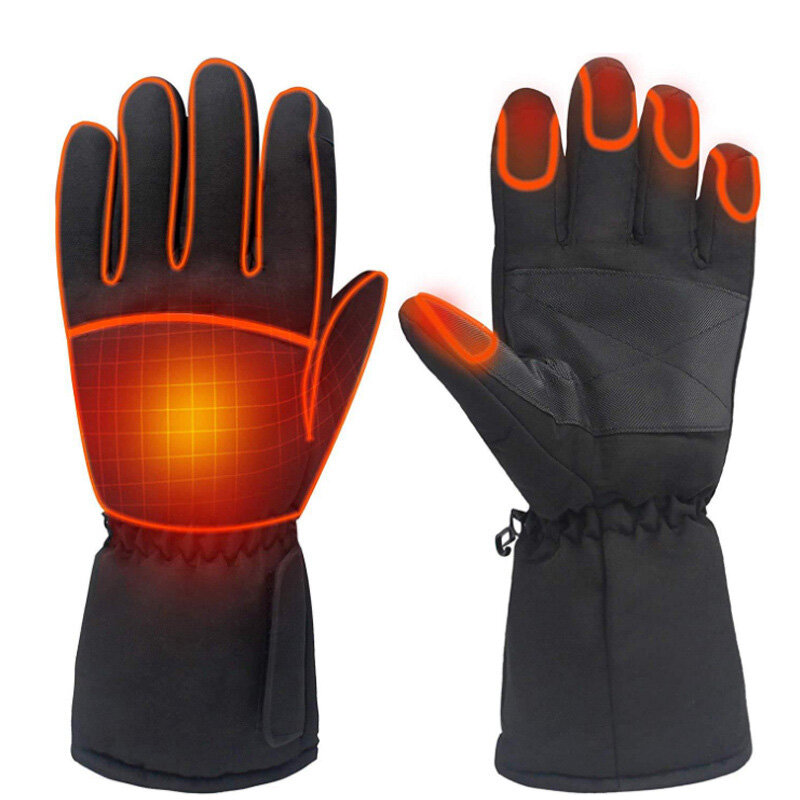 Image of 1 Pair Electric Heated Gloves Touchscreen Warm Battery Gloves Full Finger Waterproof Heating Thermal Gloves Ski Bike Mob