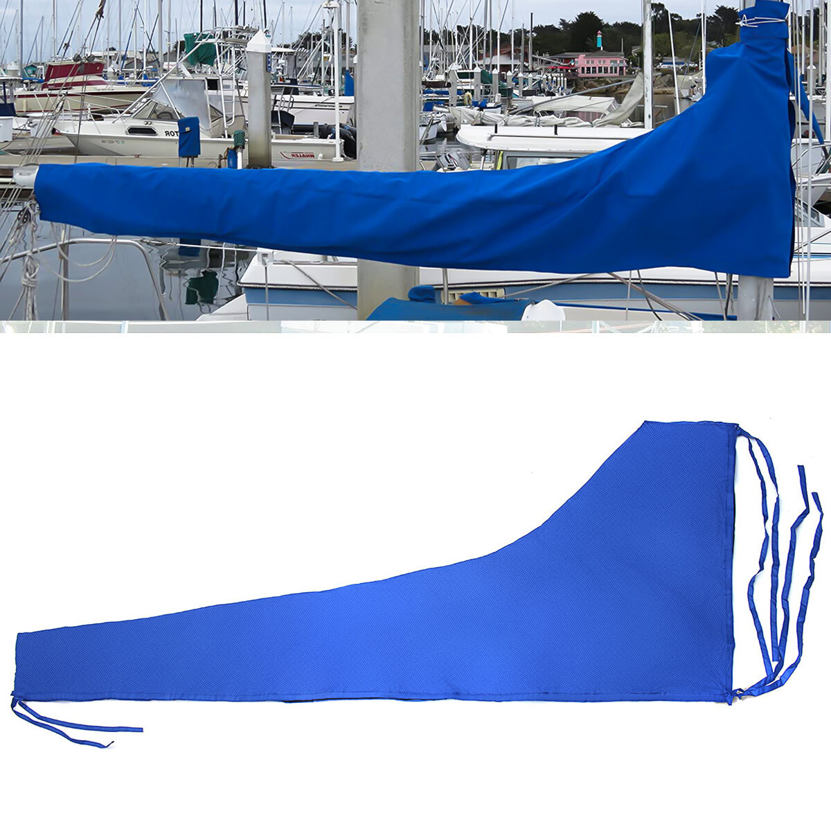 Image of 10-11ft 35m 420D Sail Cover Mainsail Maine Boom Cover Waterproof Fabric Blue