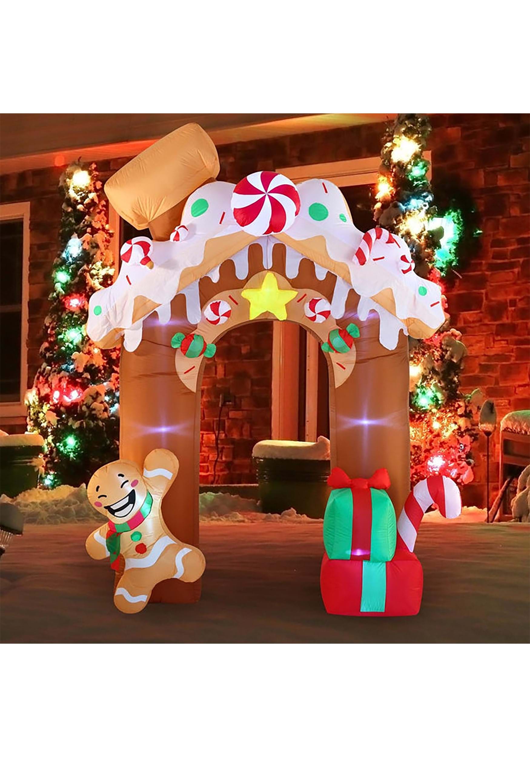 Image of 10 Foot Tall Jumbo Gingerbread Archway Inflatable Decoration ID JY30162-ST