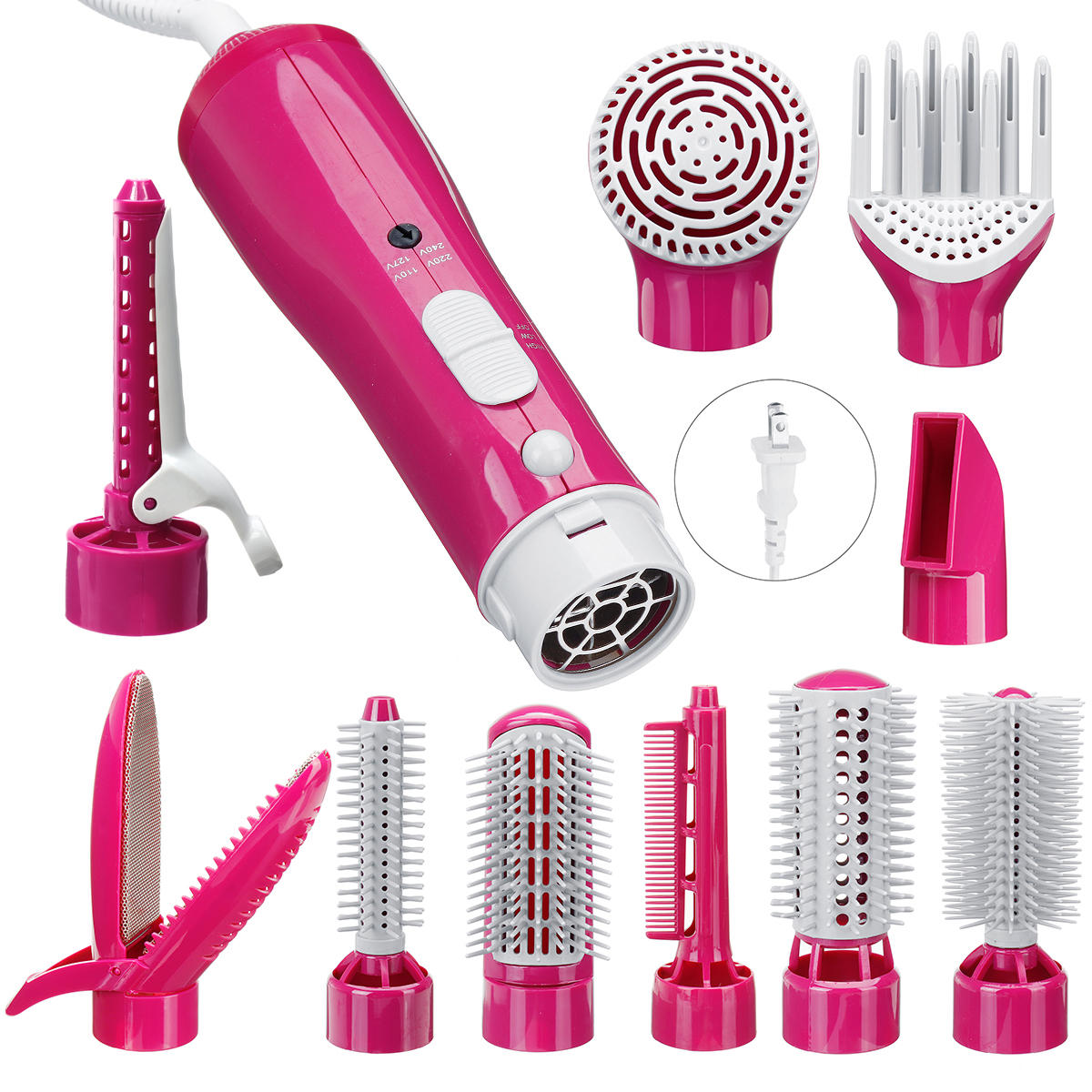 Image of 10 In 1 Multi Styler Straightener Curling Wand 1-Step Hair Dryer Comb Hot Air Dryer Brush