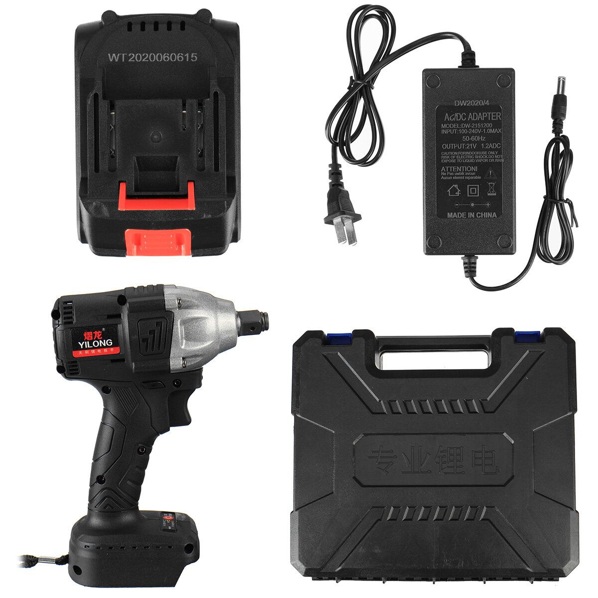 Image of 100-240V 21V Cordless Brushless Electric Wrench 600Nm Impact Wrench 20000mAh Recharge