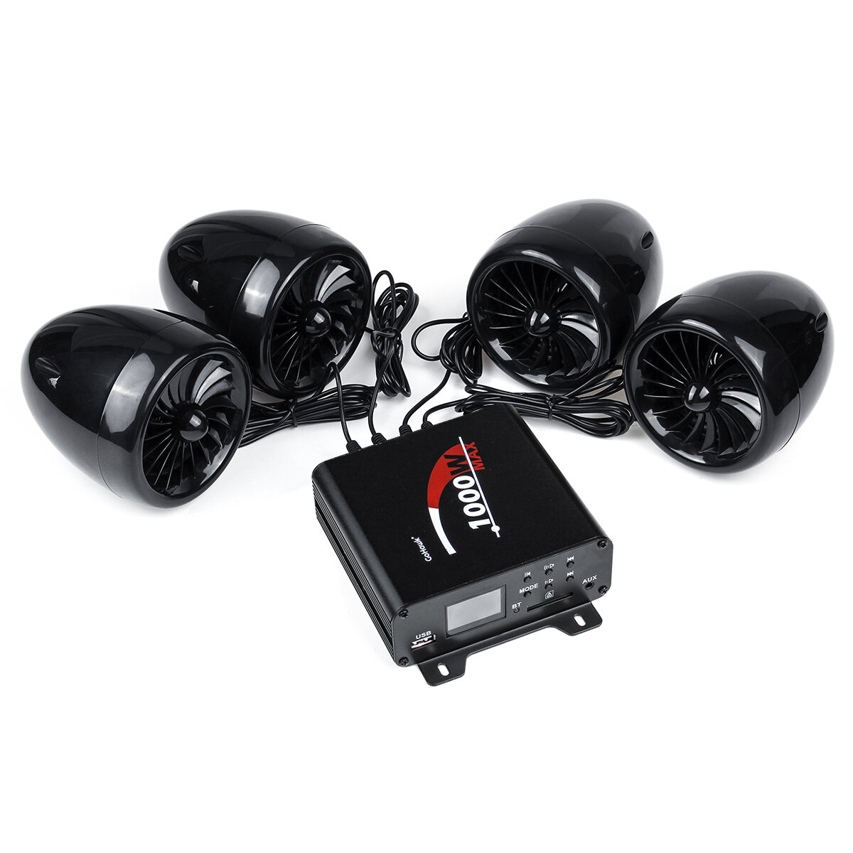 Image of 1000W Amplifier 4 Speakers Waterproof bluetooth Stereo Audio System For ATV UTV Motorcycle Electric Bike Marine Boat
