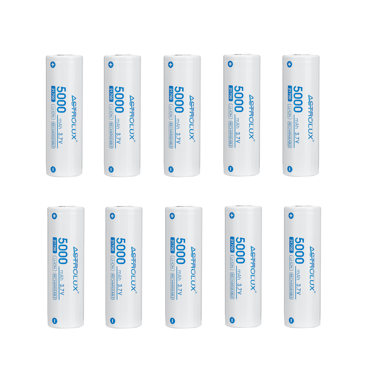 Image of 10Pcs Astrolux® C2150 5000mAh 3C 37V 21700 Li-ion Battery Unprotected 15A High Performance Rechargeable Lithium Power C