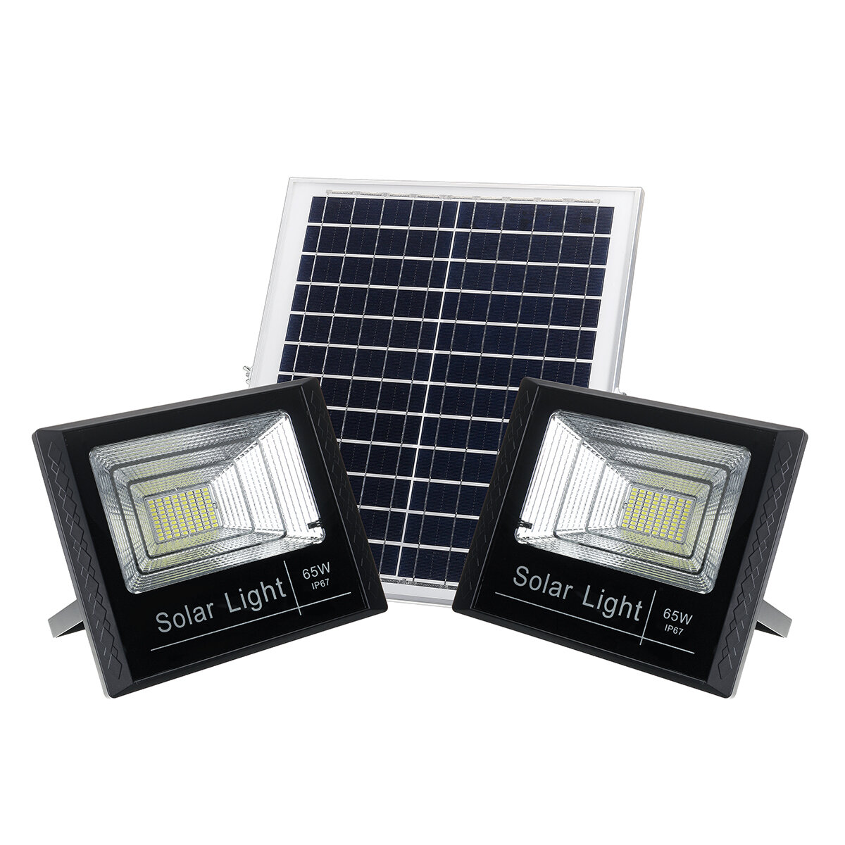 Image of 10W 25W 45W 65W Solar Panel with 2 Wall Lights Waterproof Remote Control Flood Light Park Yard Garden Driveway