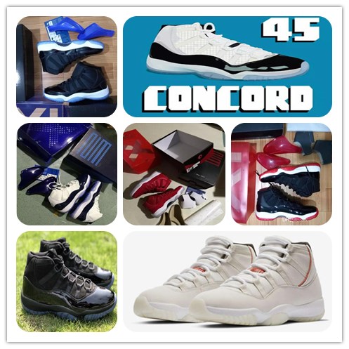 Image of 11 DMP Cool Grey Cherry Mens Basketball Shoes Concord 45 Platinum Tint Cap and Gown 11s Xi space jam bred Win like 96 82 Real carbon fiber W