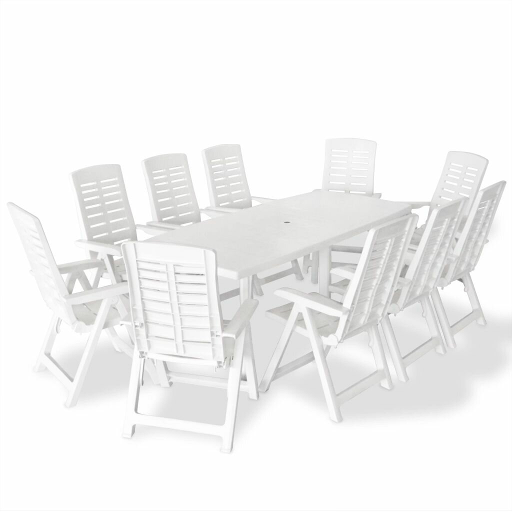 Image of 11 Piece Outdoor Dining Set Plastic White