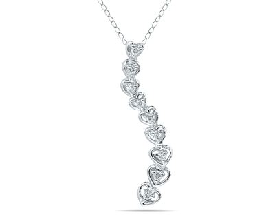 Image of 1/10 CTW Diamond Heart Journey Pendant in 10k White Gold