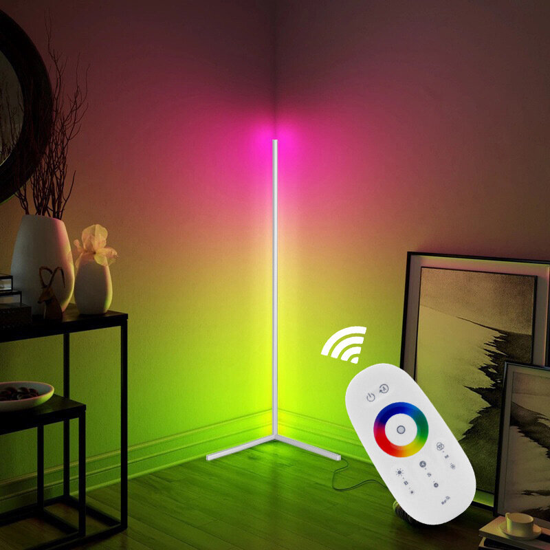 Image of 11/14/16M LED RGB Color Changing Corner Floor Lamp with Remote Multicolor