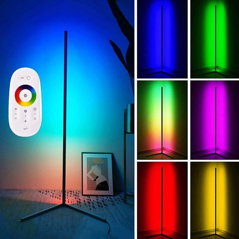 Image of 11/14/16M RGB Corner Floor Lamp Modern Colour Remote Minimalist LED Standing Light