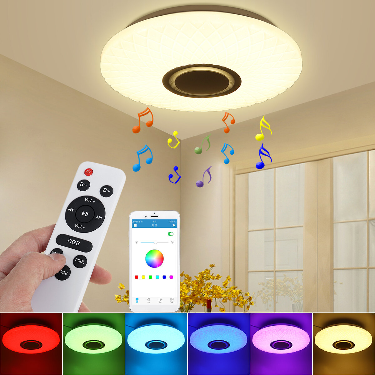 Image of 112LED Modern Dimmable Full Color RGB LED WIFI Ceiling Light with APP Remote Control