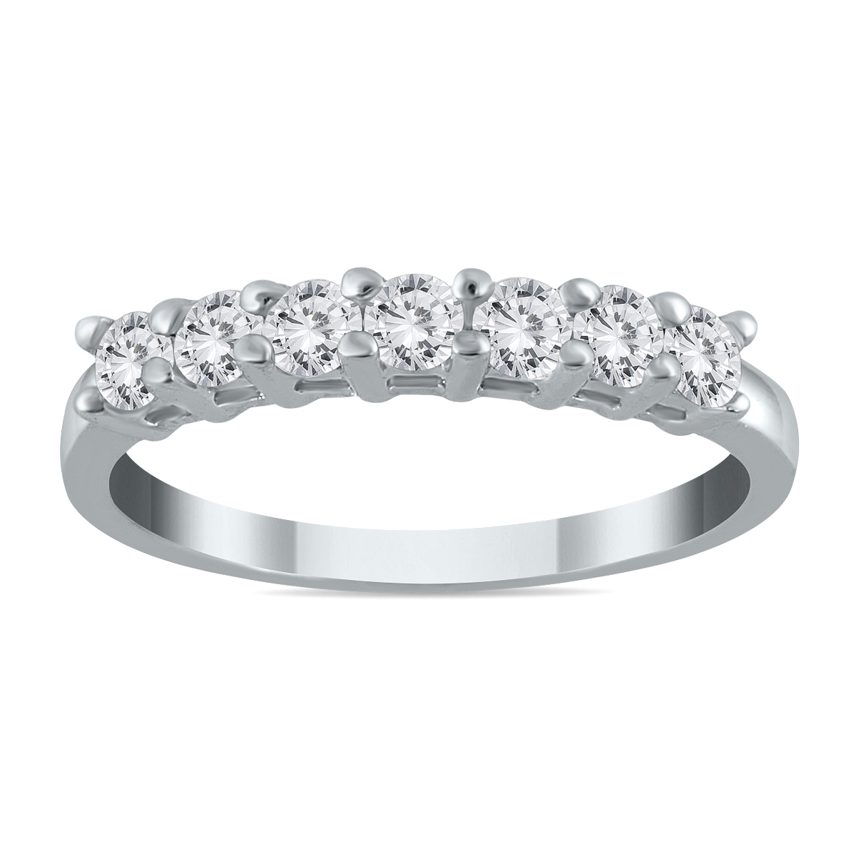 Image of 1/2 Carat TW 7 Stone Natural Diamond Band in 10K White Gold