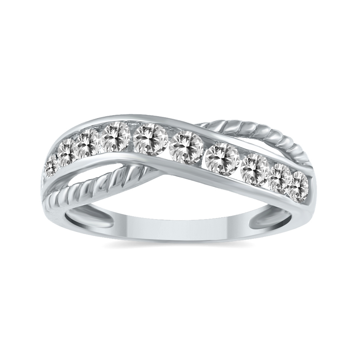 Image of 1/2 Carat TW 9 Stone Natural Diamond Infinity Ring in 10K White Gold