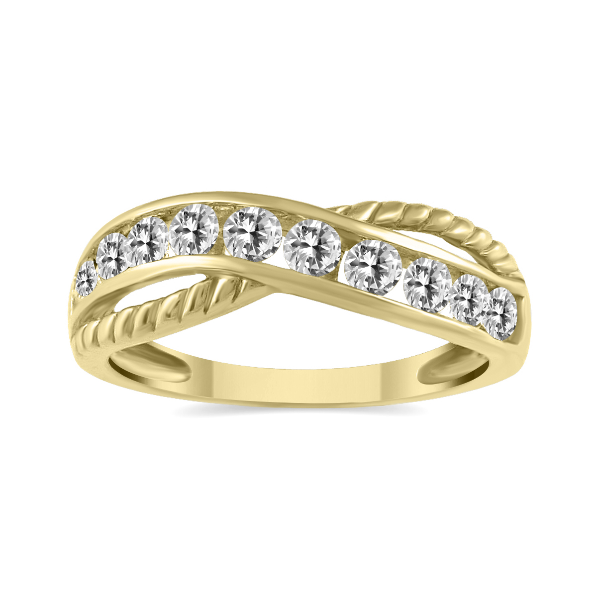 Image of 1/2 Carat TW 9 Stone Natural Diamond Infinity Ring in 10K Yellow Gold