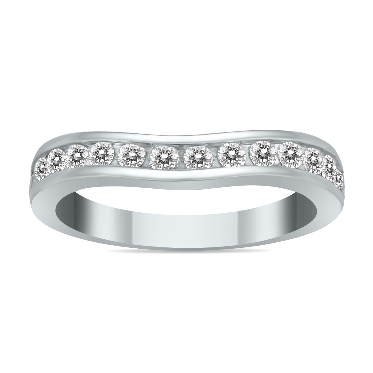 Image of 1/2 Carat TW Diamond Channel Set Curved Band in 10K White Gold
