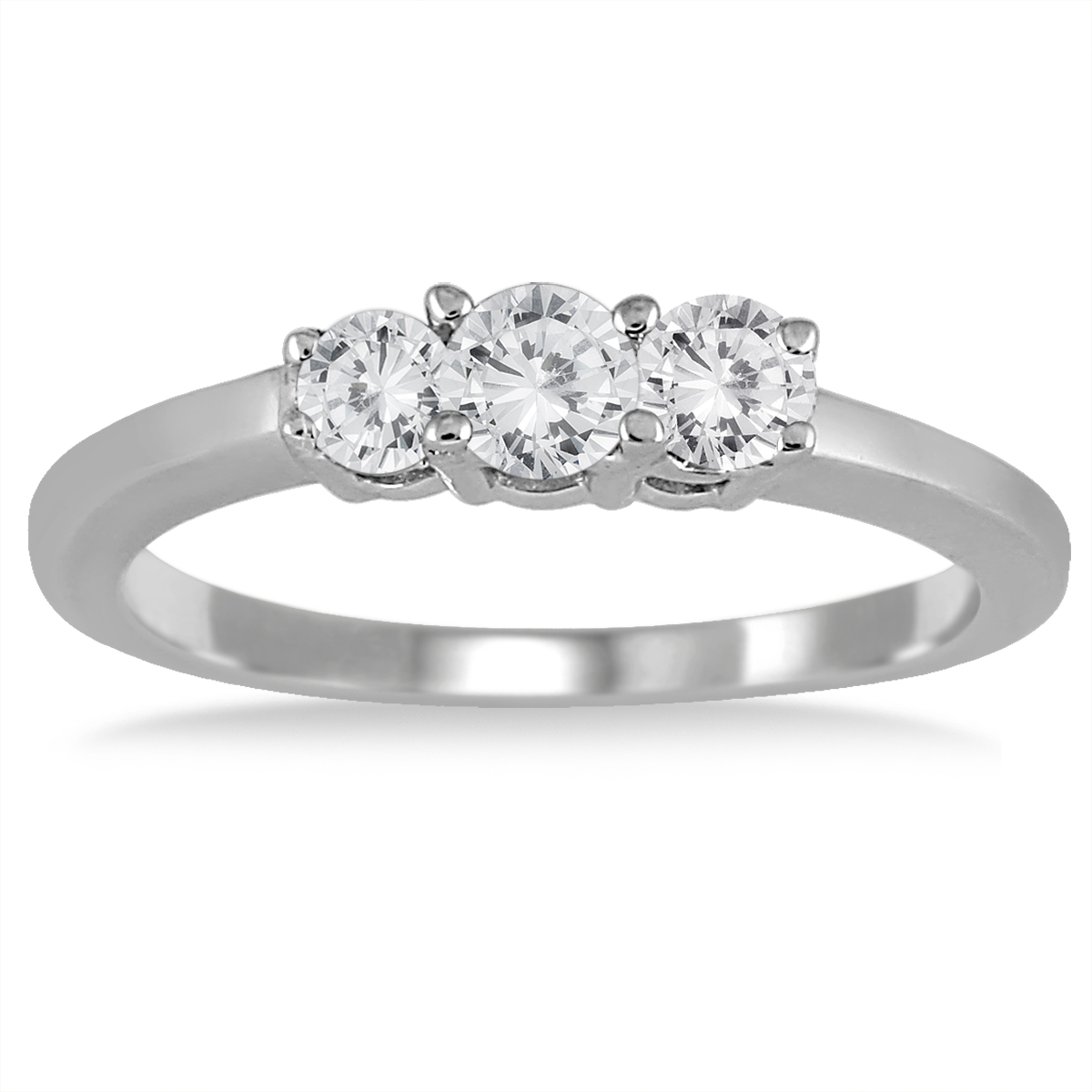 Image of 1/2 Carat Three Stone Diamond Ring in925 Sterling Silver