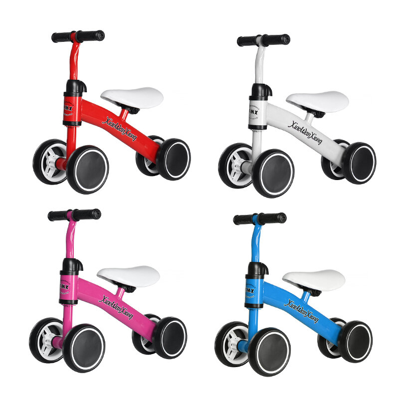 Image of 12 Inch 4 Wheels Kids No Pedal Balance Bikes for Aged 1-3 Toddler Children Bicycle with Non-Pneumatic EVA Tires Blance T