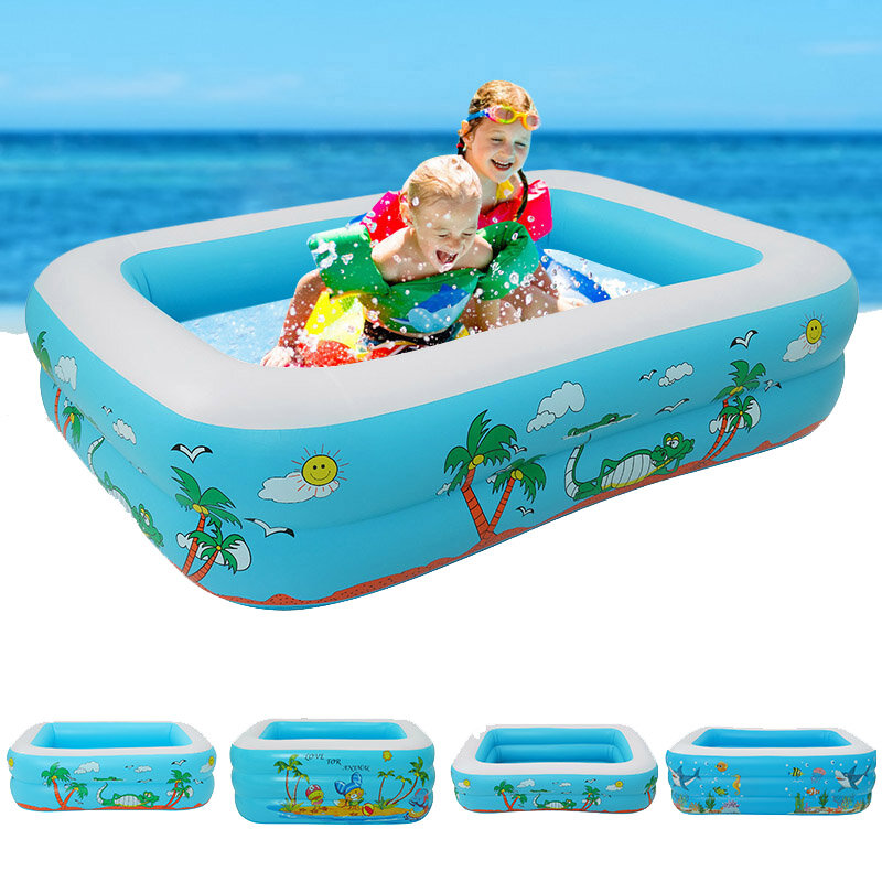 Image of 120-150CM Family Inflatable Swimming Pool 3-Ring Thicken Summer Backyard Inflate Bathtub for Kids Adults Babies