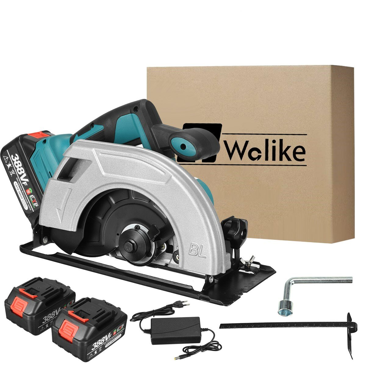 Image of 1200W Cordless Brushless Motor 185mm Circular Saw Handsaw with 1/2 18V Li-ion Battery