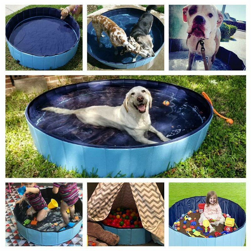 Image of 120x30cm Large Capacity Dog Pet Bathing Tub Bath Bucket Folding Basin Shower Room Kids Swimming Pool Tub