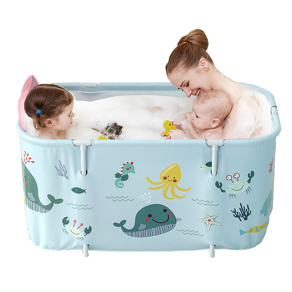 Image of 120x55cm Large Bathtub Adult Kids Folding Portable Home Sauna Insulation Bath Bucket