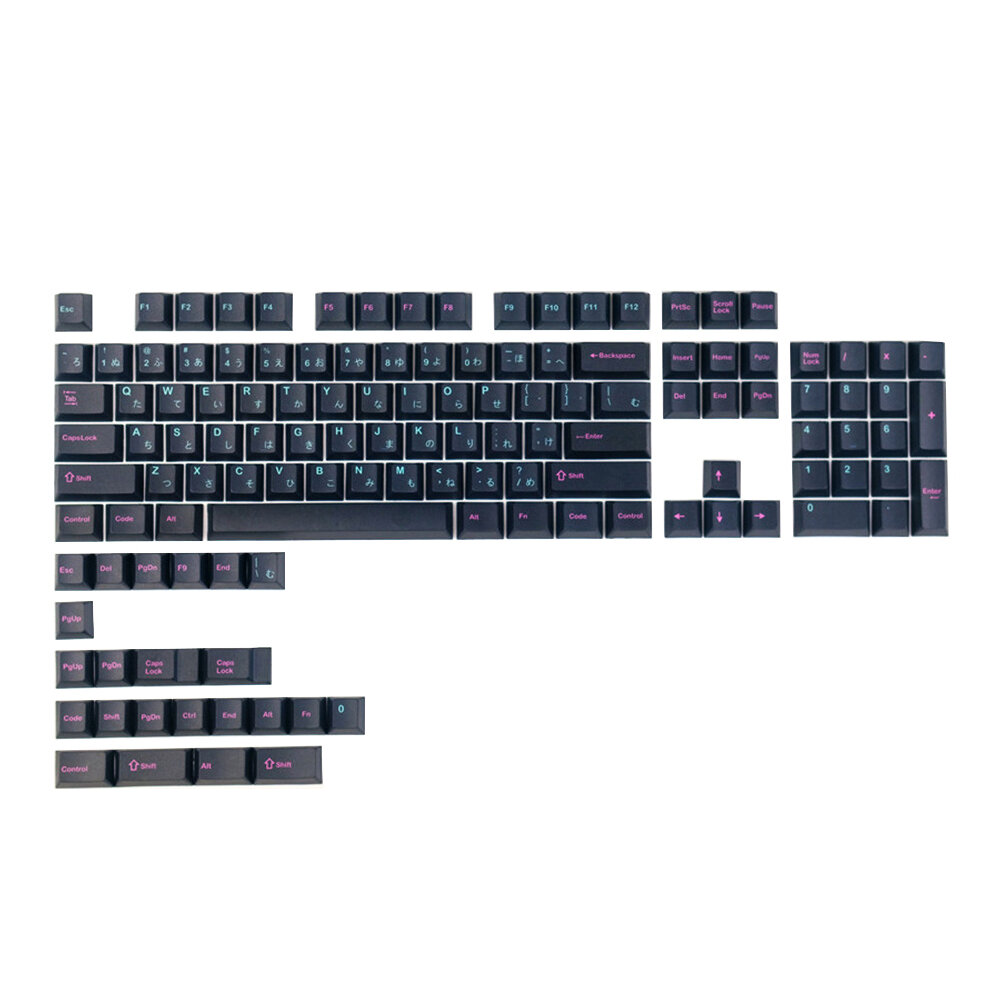 Image of 127 Keys Dark Nightmare Keycap Set Cherry Profile PBT Five-sided Sublimation Japanese Keycaps for Mechanical Keyboards