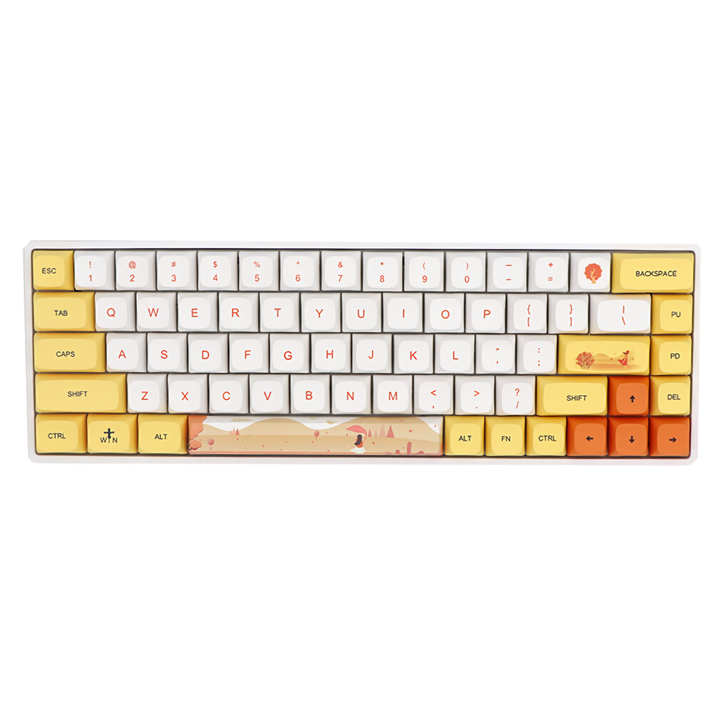 Image of 129 Keys Yellow Autumn Keycap Set XDA Profile PBT Sublimation Keycaps for Mechanical Keyboards