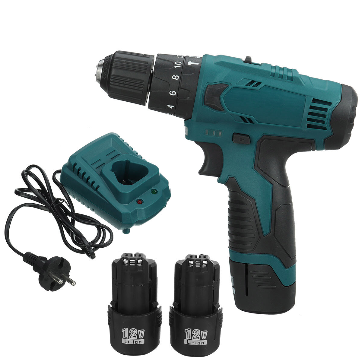 Image of 12V 1500mAh 3 IN 1 2 Speed Cordless Drill Driver Electric Screwdriver Hammer Flat Drill 18+3 Torque 10mm W/ None/1/2 Bat