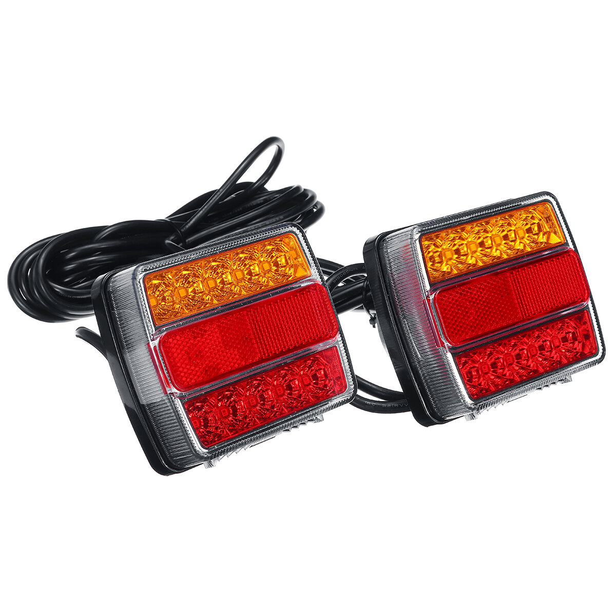 Image of 12V 2pcs Magnetic Trailer Tail Lights Stop Indicator License Plate Lamp Waterproof 16 LED