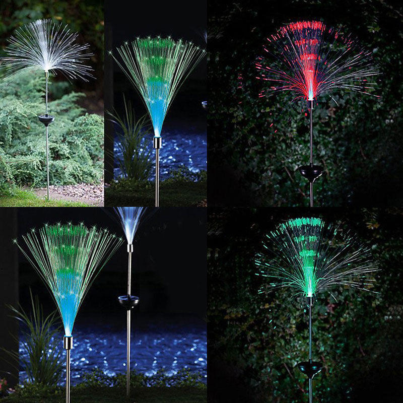 Image of 12V 2pcs Solar Power Color Change Path Lights LED Garden Lawn Spot Lamp Outdoor Yard