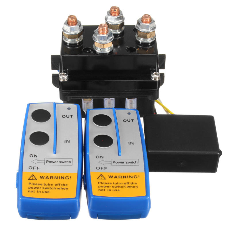 Image of 12V 500Amp HD Electric Capstan Contactor Winch Control Solenoid Twin Wireless Remote Recovery 4x4