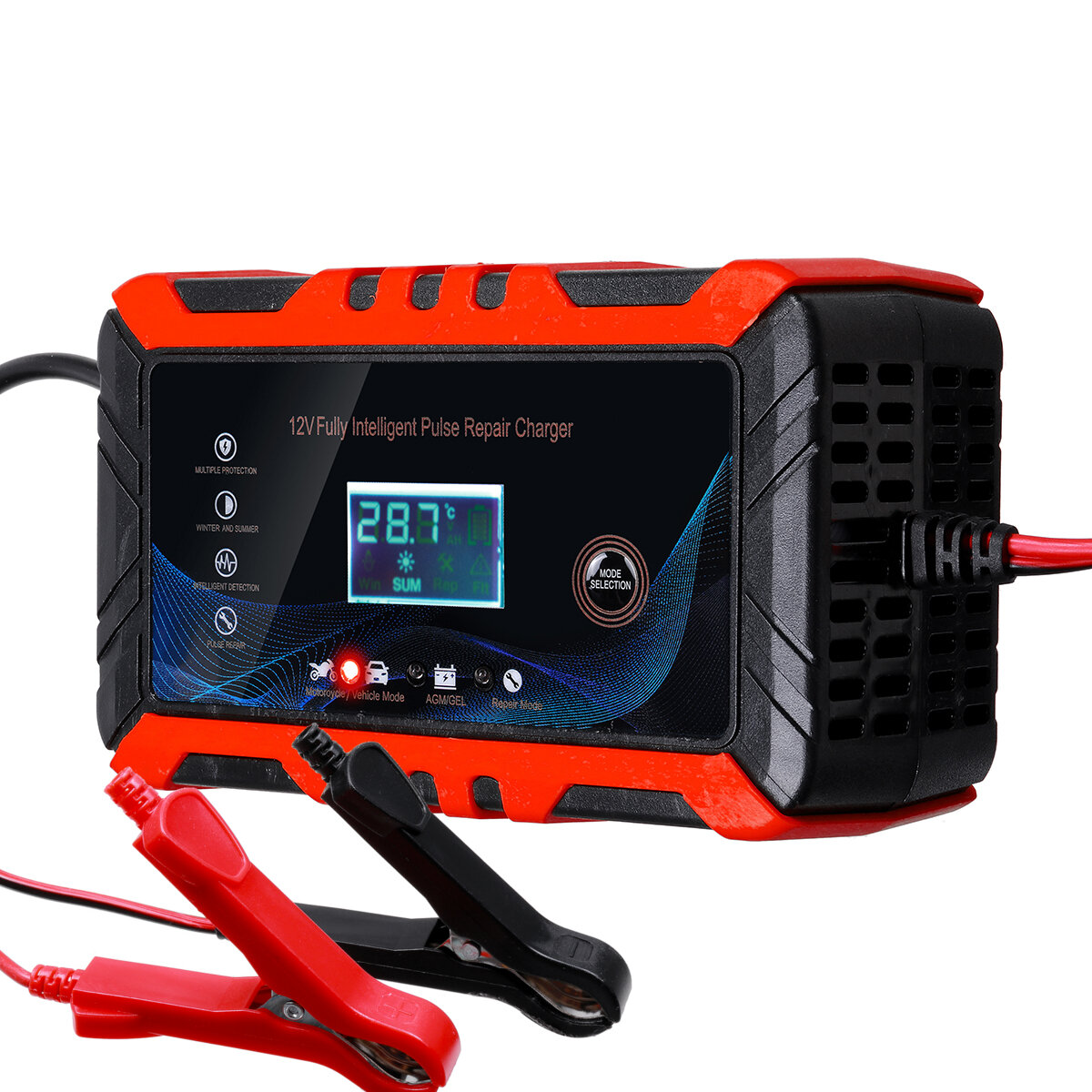 Image of 12V 6A Pulse Repair Battery Charger LCD Display Accumulator Charging AGM/GEL Lead-acid Batteries Charging Touch Screen C