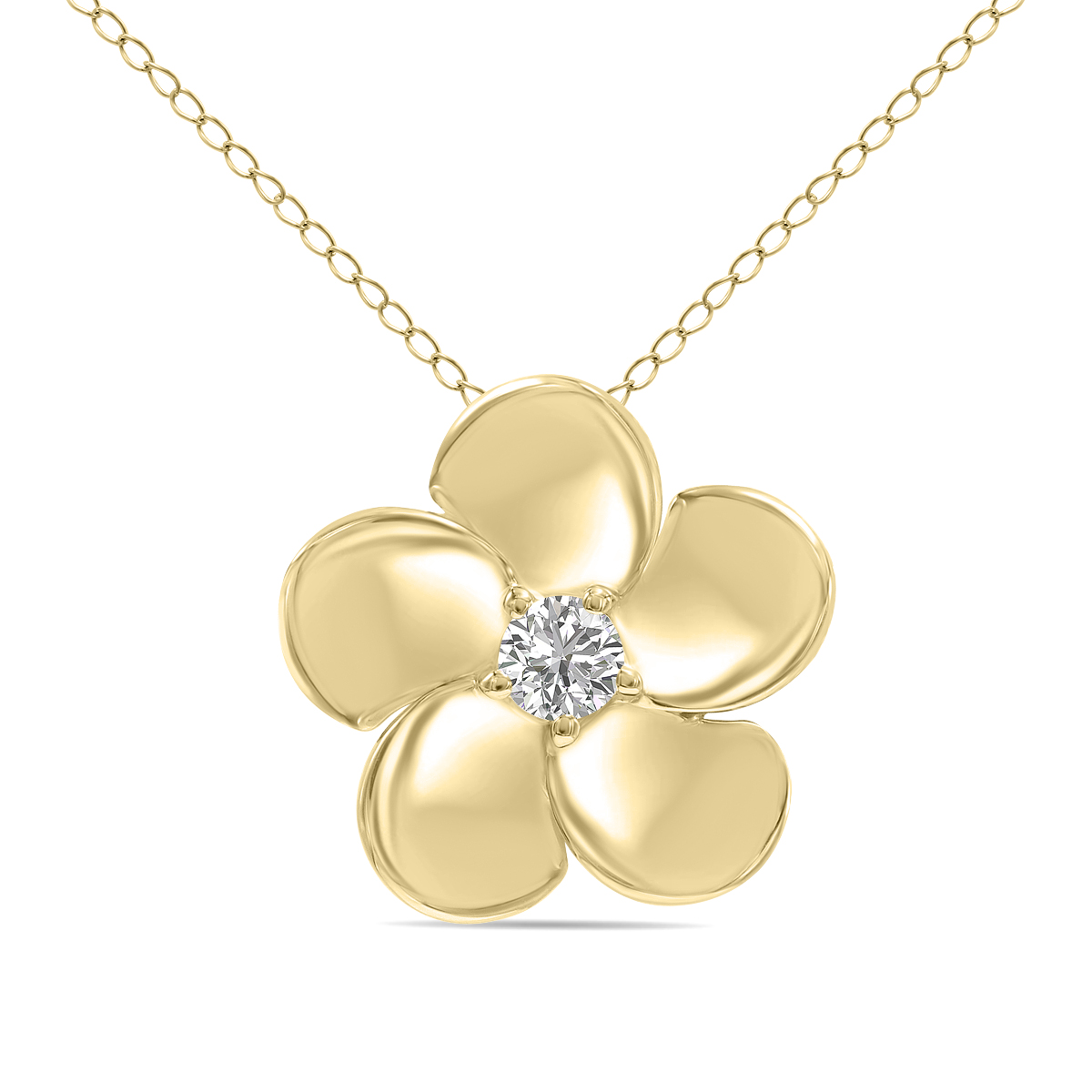 Image of 1/3 CTW Lab Grown Diamond Flower Pendant in 10K Yellow Gold (F-G Color VS1- VS2 Clarity)