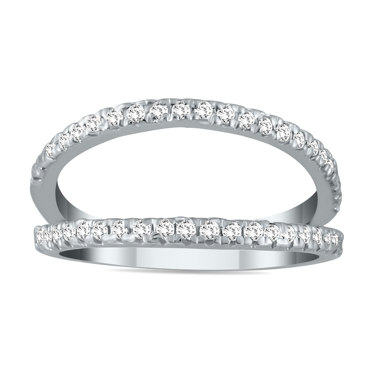Image of 1/3 Carat TW Diamond Double Row Split Oyster Ring in 10K White Gold