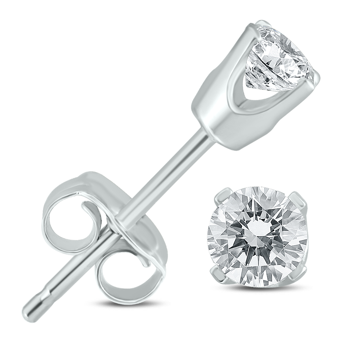 Image of 1/3 Carat TW Diamond Solitaire Stud Earrings in 14K White Gold (I-J COLOR SI2-SI3 CLARITY)