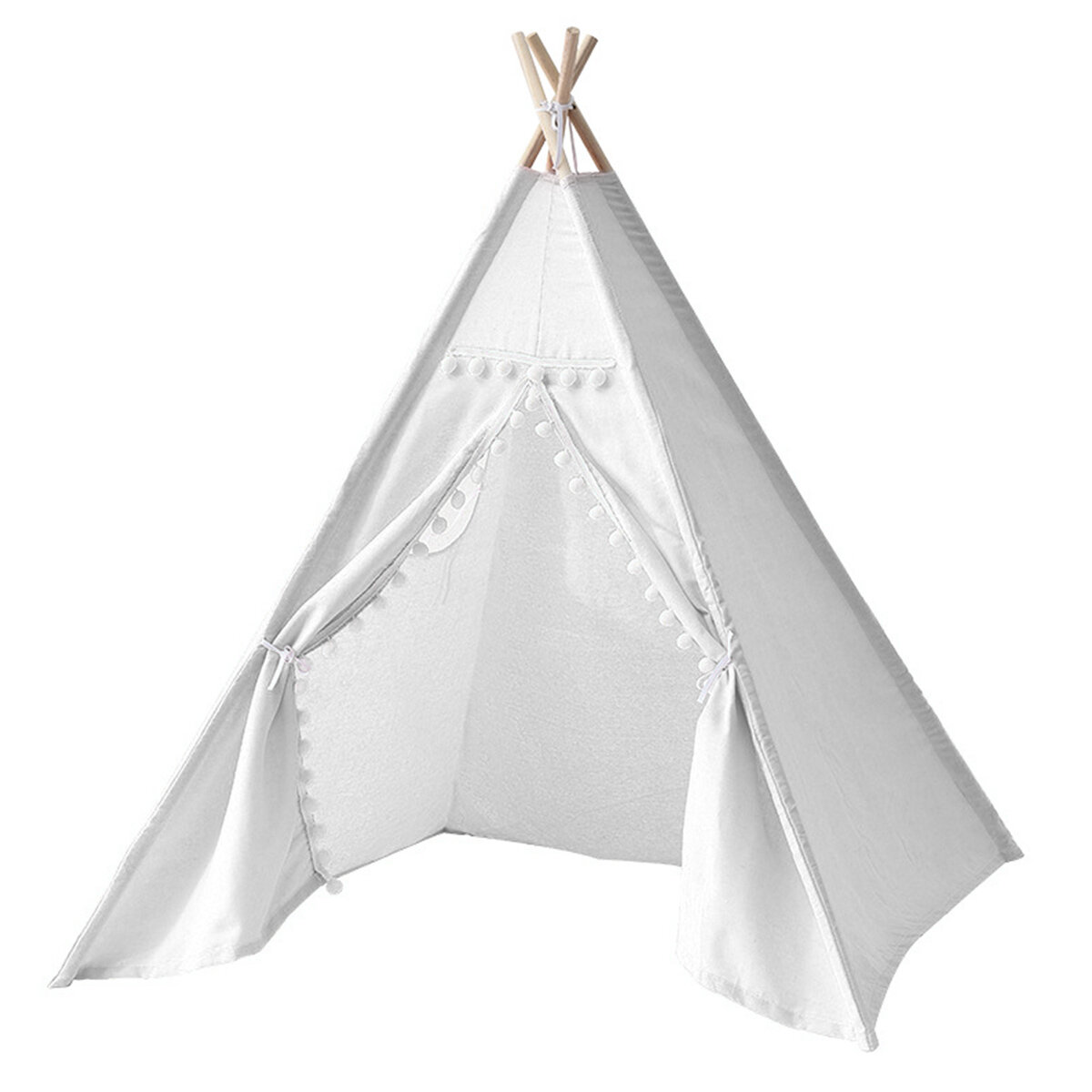 Image of 135M-18M Baby Tents Teepee Durable＆Quality Cotton Canvas Triangle Tent Kids Playhouse Pretend Indoor/Outdoor Play Tent