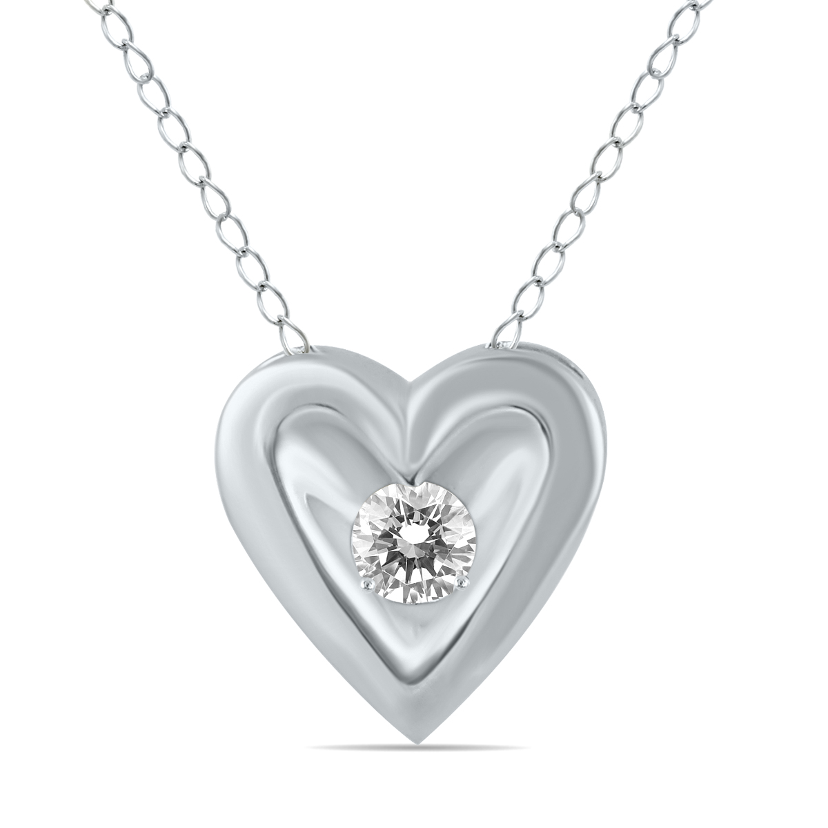 Image of 1/4 CTW Natural Diamond Heart Solitaire Pendant in 10K White Gold