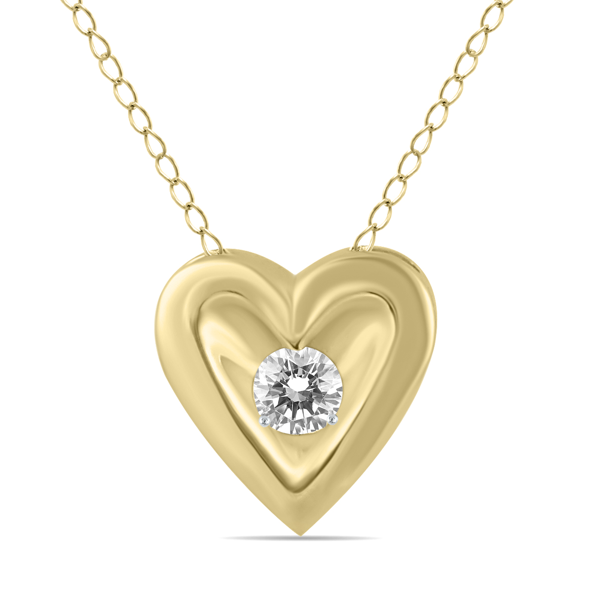 Image of 1/4 CTW Natural Diamond Heart Solitaire Pendant in 10K Yellow Gold