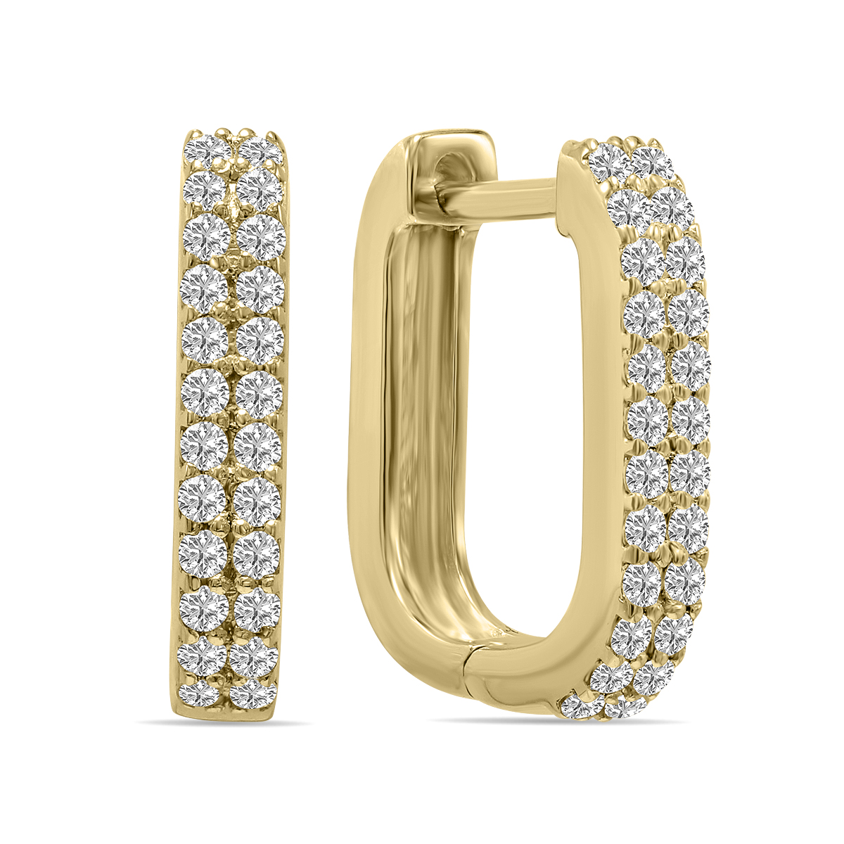 Image of 1/4 CTW Oval Lab Grown Diamond Huggies Hoop Earrings in 10K Yellow Gold (F-G Color VS1- VS2 Clarity)