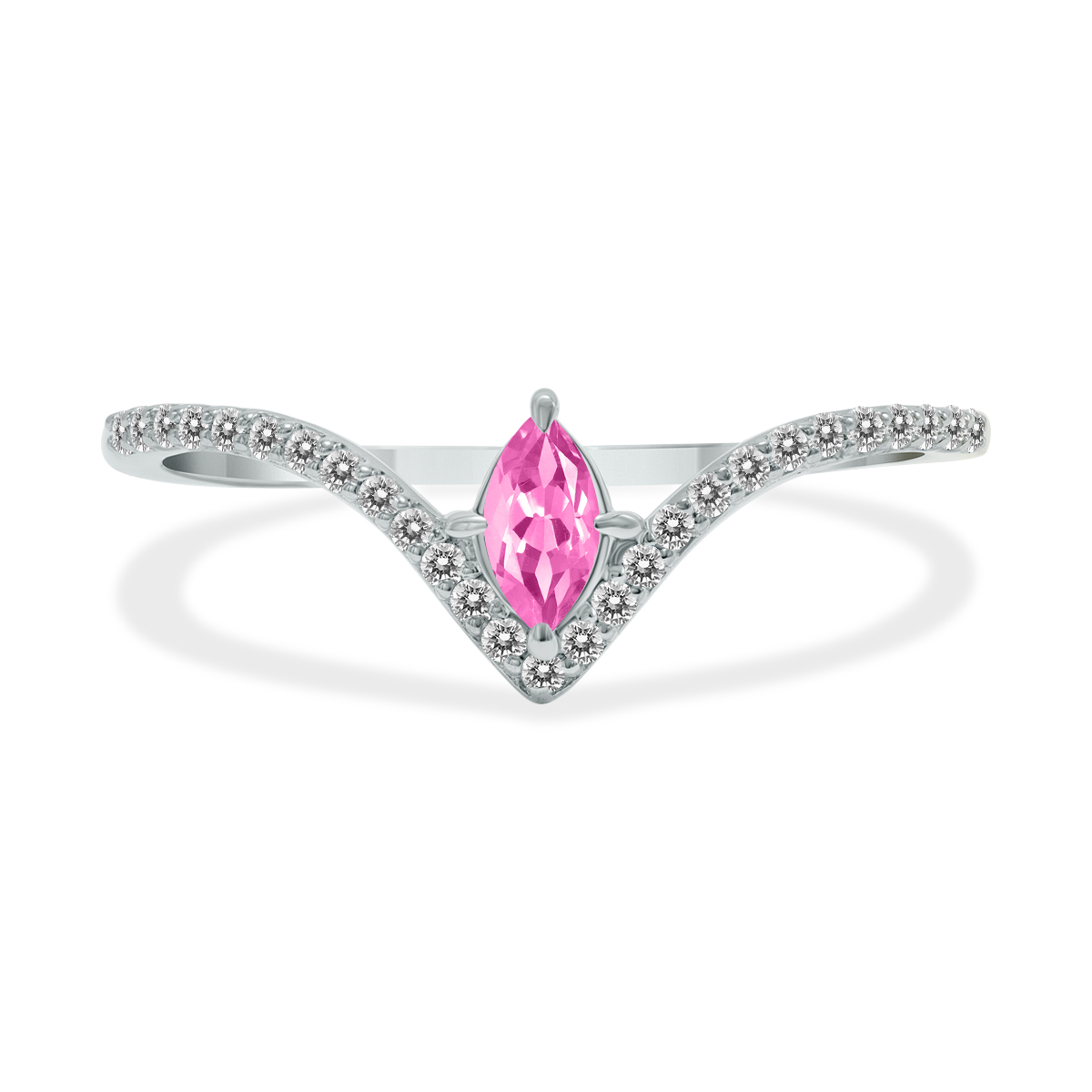 Image of 1/4 Carat TW Pink Topaz and Diamond V Shape Ring in 10K White Gold